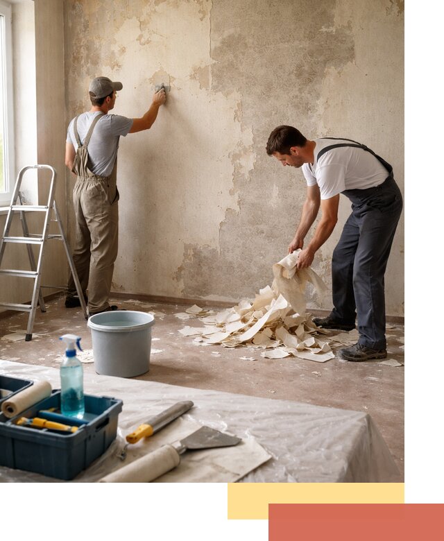 Снятие старых обоев в ельце быстро и качественно