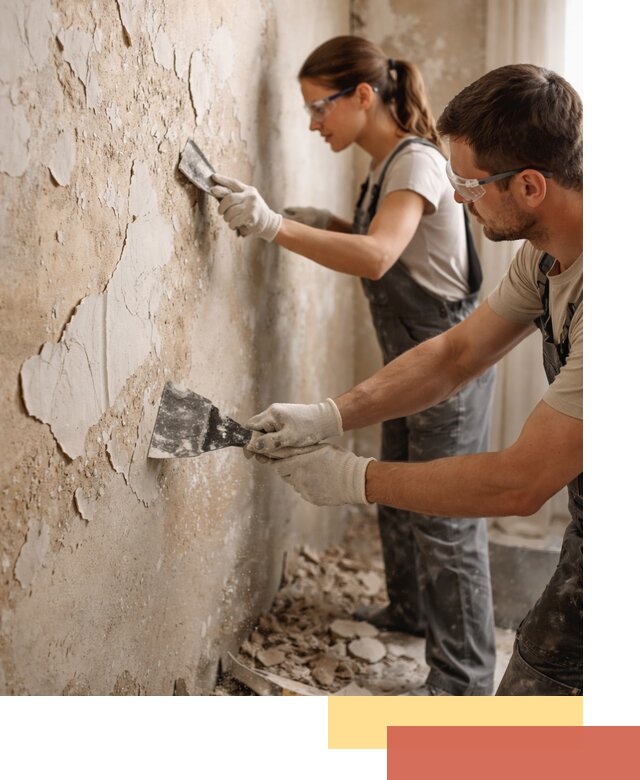 Снятие старой шпаклевки и подготовка поверхностей в ельце