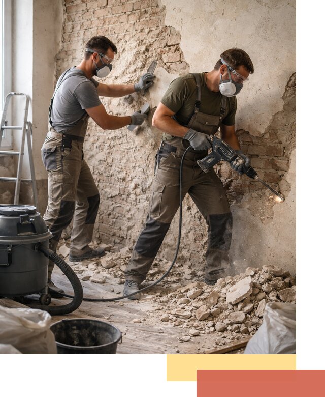 Демонтаж штукатурки со стен в ельце быстро и аккуратно