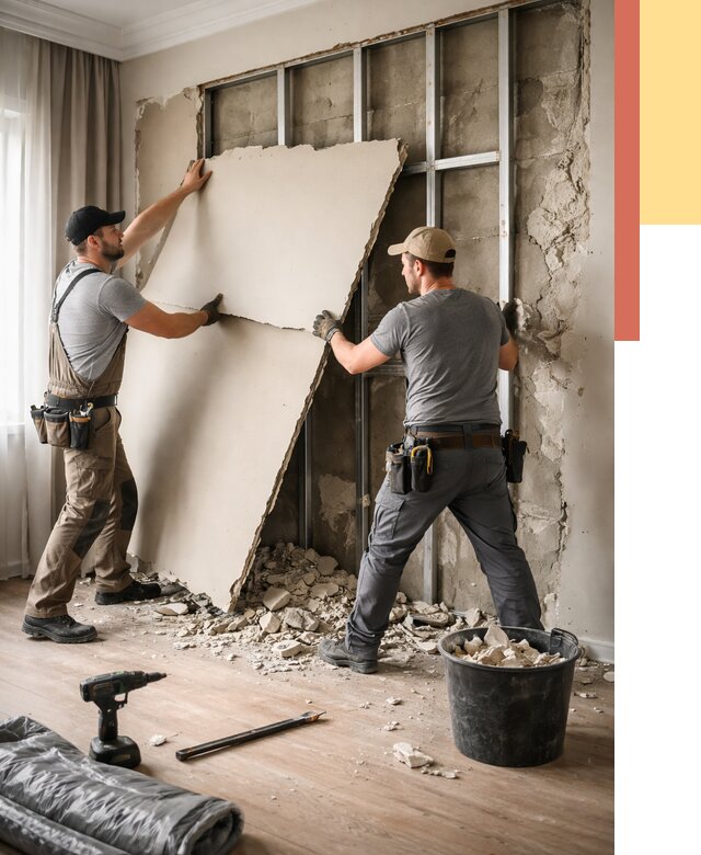 Демонтаж гипсокартона со стен в ельце от 359 руб. — услуги демонтажа | ОТДЕЛОЧНИК-Елц