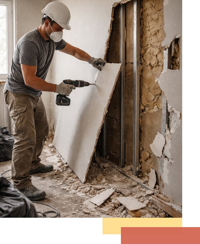 Демонтаж гипсокартона со стен в ельце качественно и быстро