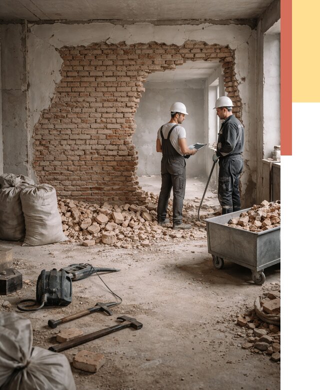 Демонтаж кирпичных стен в ельце от 4313 руб. — быстро, недорого, под ключ | ОТДЕЛОЧНИК-Елц