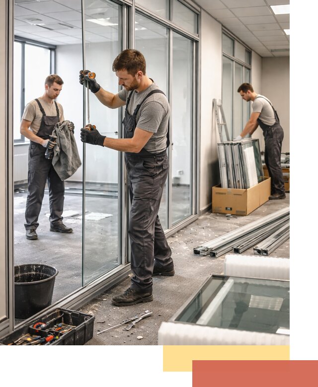 Демонтаж стеклянных перегородок в ельце быстро и безопасно