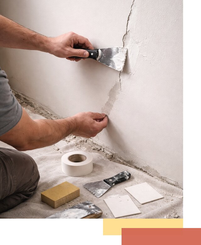 Заделка трещин и сколов в стенах и потолках в ельце