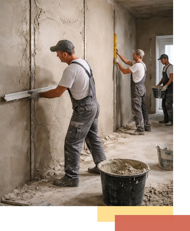 Штукатурка стен по маякам в ельце — точная и ровная поверхность