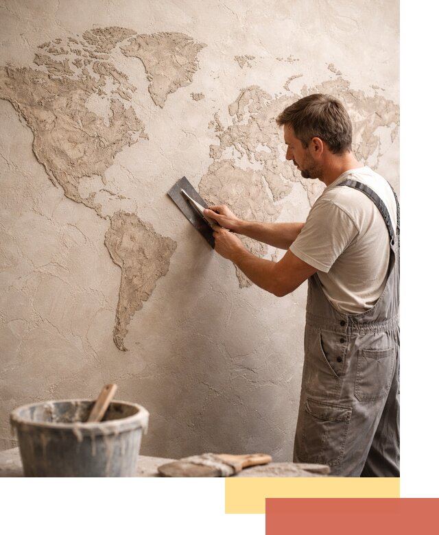 Декоративная штукатурка «Карта мира» под ключ в ельце