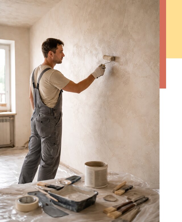 Нанесение лессирующей краски по декоративке в ельце от 1797 руб. | ОТДЕЛОЧНИК-Елц