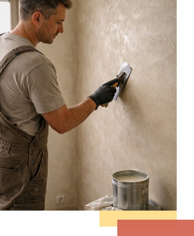 Нанесение воска на штукатурку в ельце для защиты и блеска