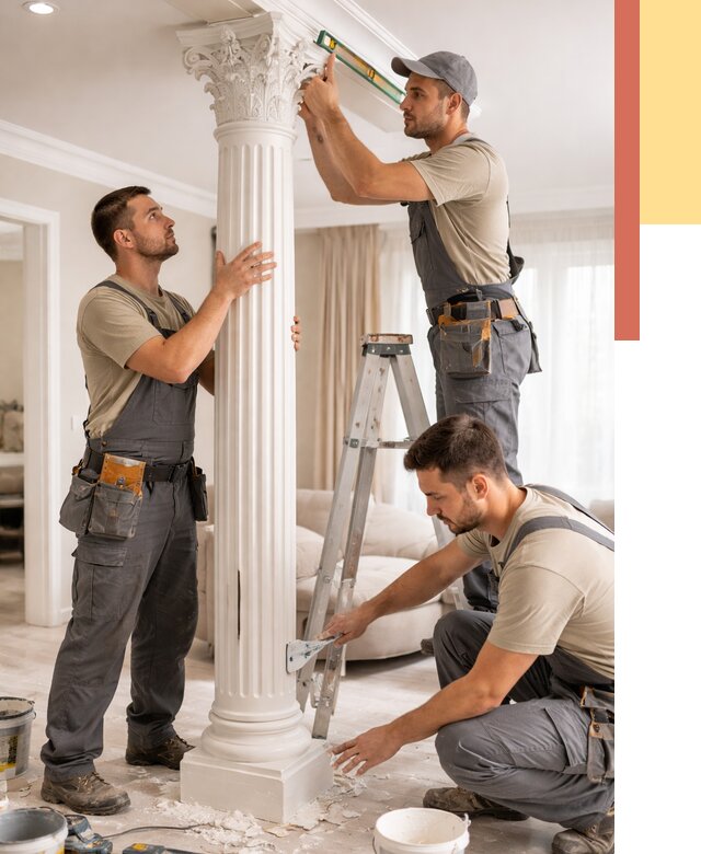 Установка декоративных колонн в ельце от 12322 руб. под ключ | ОТДЕЛОЧНИК-Елц