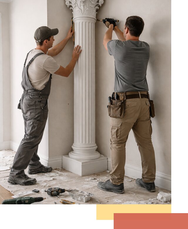 Установка декоративных колонн в ельце под ключ