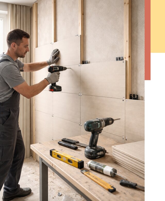 Монтаж МДФ панелей на стены в ельце от 1284 руб. под ключ | ОТДЕЛОЧНИК-Елц