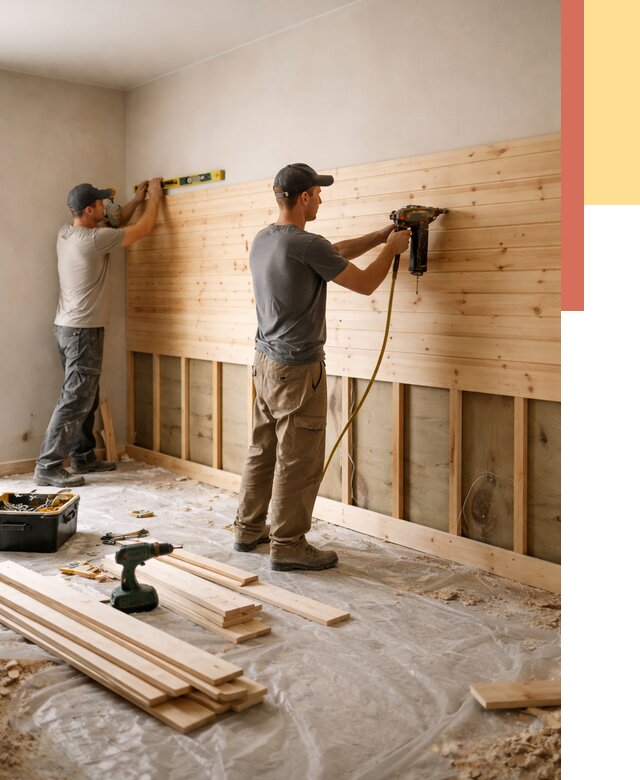 Монтаж деревянной вагонки на стены в ельце от 7701 руб. | Услуги монтажа вагонки | ОТДЕЛОЧНИК-Елц