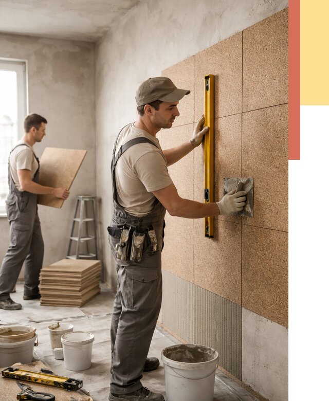 Монтаж пробковых панелей на стены в ельце от 3594 руб. — ОТДЕЛОЧНИК-Елц