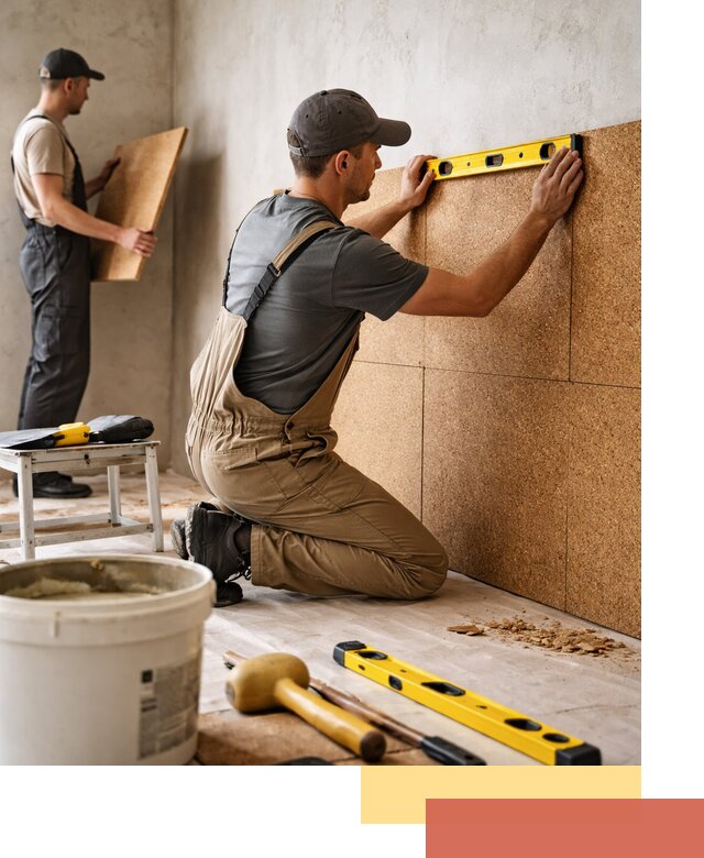 Монтаж пробковых панелей на стены в ельце быстро и качественно