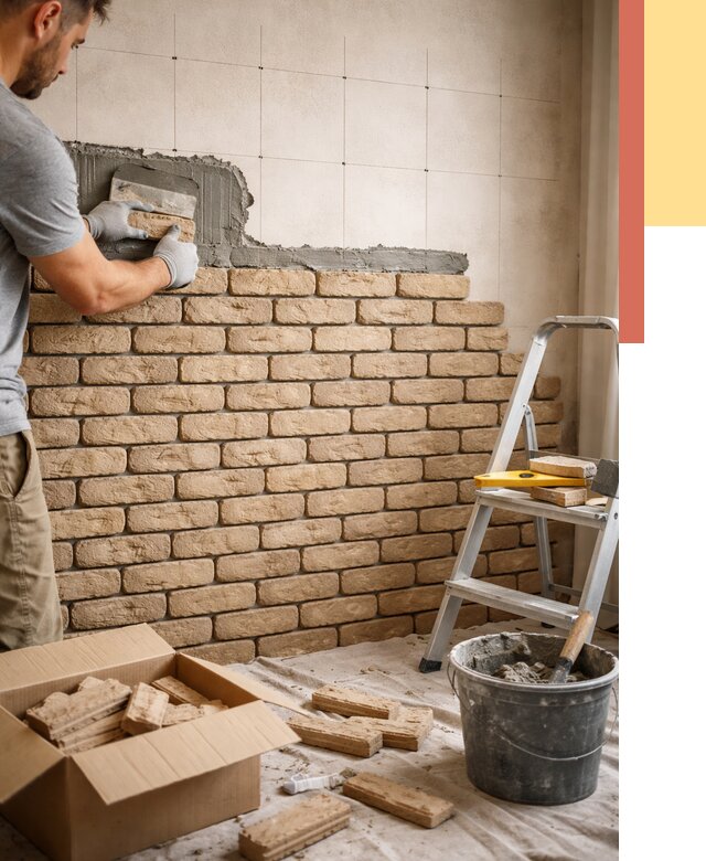 Монтаж декоративного кирпича в ельце от 3286 руб./м² — быстро и недорого | ОТДЕЛОЧНИК-Елц