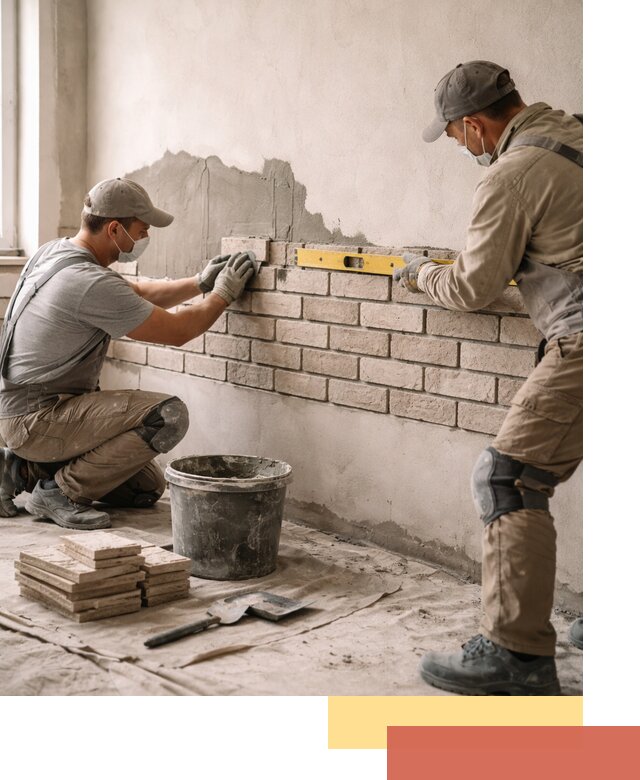 Монтаж декоративного кирпича профессионально в ельце