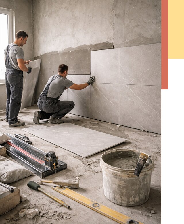 Облицовка стен керамогранитом в ельце от 4313 руб./м² — услуги под ключ | ОТДЕЛОЧНИК-Елц