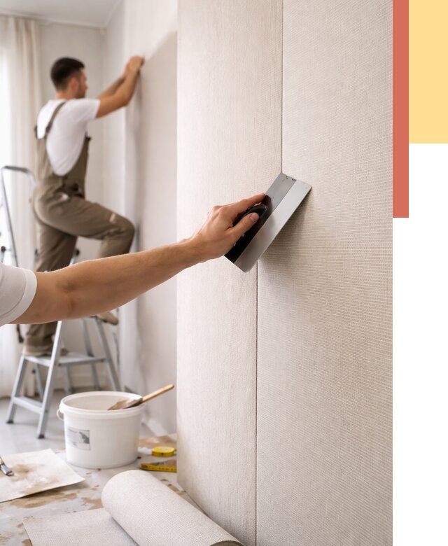 Поклейка текстильных обоев в ельце от 4621 руб. под ключ | ОТДЕЛОЧНИК-Елц