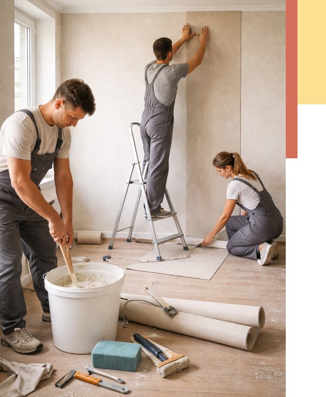 Оклейка стен обоями в ельце от 3594 руб/м2 — быстро и недорого | ОТДЕЛОЧНИК-Елц