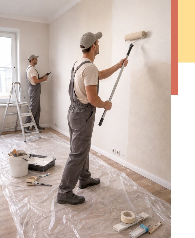 Покраска стен акриловой краской в ельце от 3594 руб./м² — быстро и недорого | ОТДЕЛОЧНИК-Елц