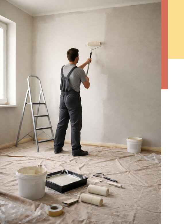 Покраска стен моющейся краской в ельце от 359 руб./м² — быстро и недорого | ОТДЕЛОЧНИК-Елц