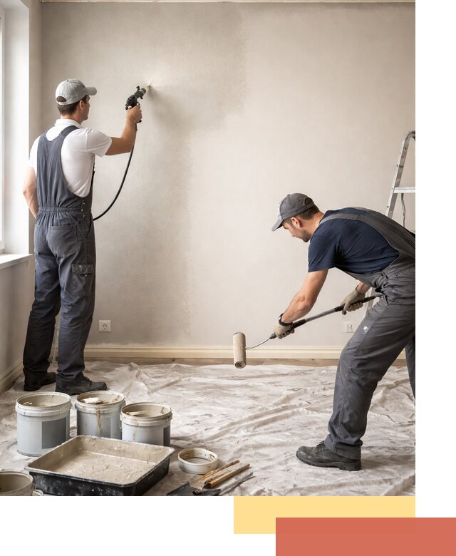 Покраска стен моющейся краской и защита поверхностей в ельце