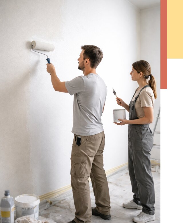 Окраска стен по стеклохолсту в ельце от 4621 руб/м² под ключ | ОТДЕЛОЧНИК-Елц