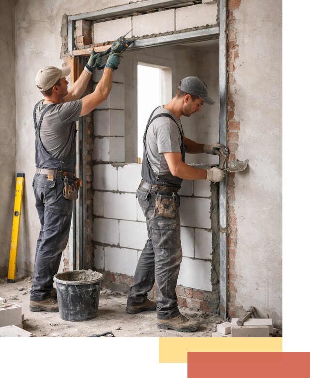 Закладка дверного проема под ключ в ельце: демонтаж, монтаж, отделка