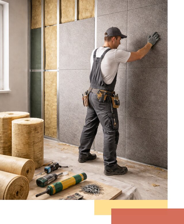 Профессиональная шумоизоляция стен в ельце для квартиры и офиса