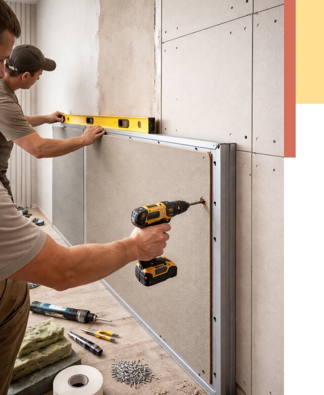 Шумоизоляция стен панелями ЗИПС в ельце от 2259 руб./м² под ключ | ОТДЕЛОЧНИК-Елц