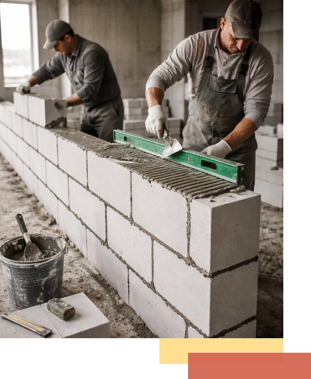 Кладка перегородок из газобетона в ельце быстро и качественно