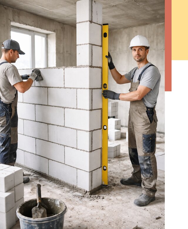 Кладка перегородок из пеноблока в ельце от 1848 руб. под ключ | ОТДЕЛОЧНИК-Елц