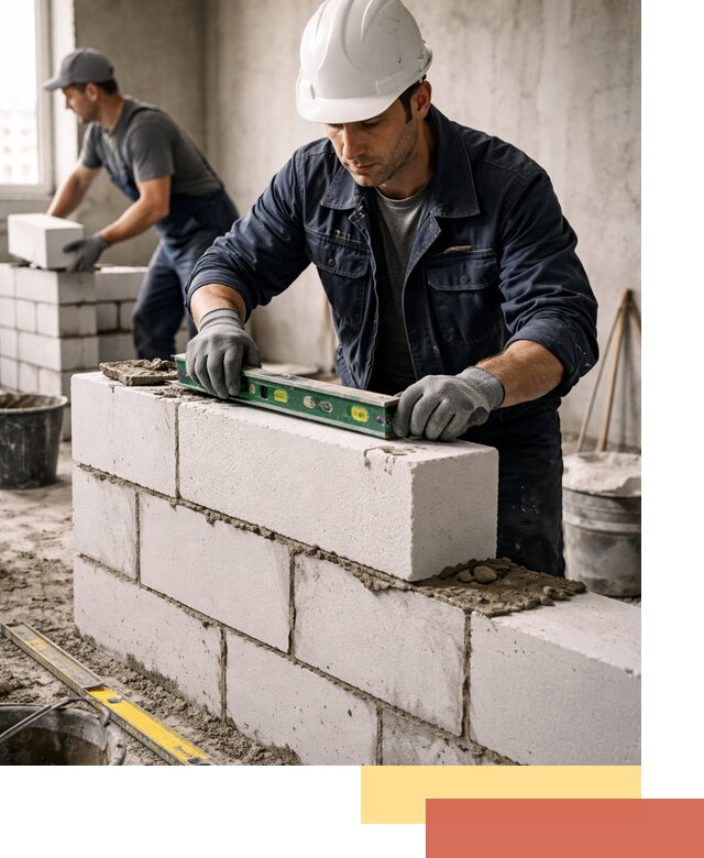 Кладка перегородок из пеноблока под ключ в ельце