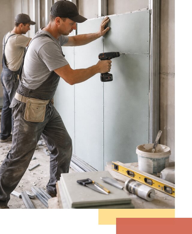 Кладка влагостойких перегородок ПГП в ельце