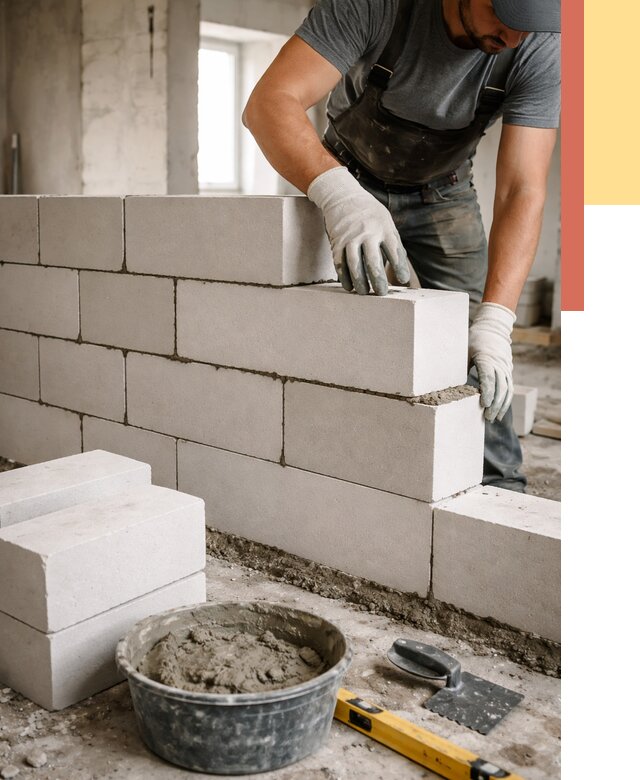 Кладка перегородок из силикатного блока в ельце от 4107 руб. под ключ | ОТДЕЛОЧНИК-Елц