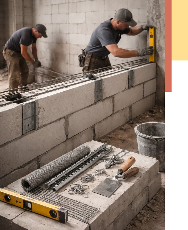 Армирование кладки перегородок в ельце от 770 руб. под ключ | ОТДЕЛОЧНИК-Елц