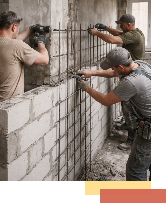 Армирование кладки перегородок в ельце профессионально и надёжно