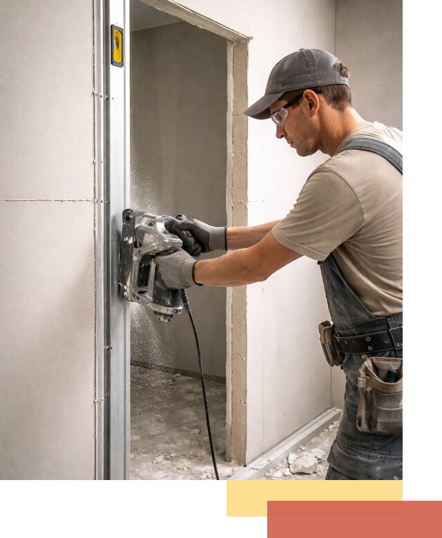 Устройство дверного проема в перегородке в ельце