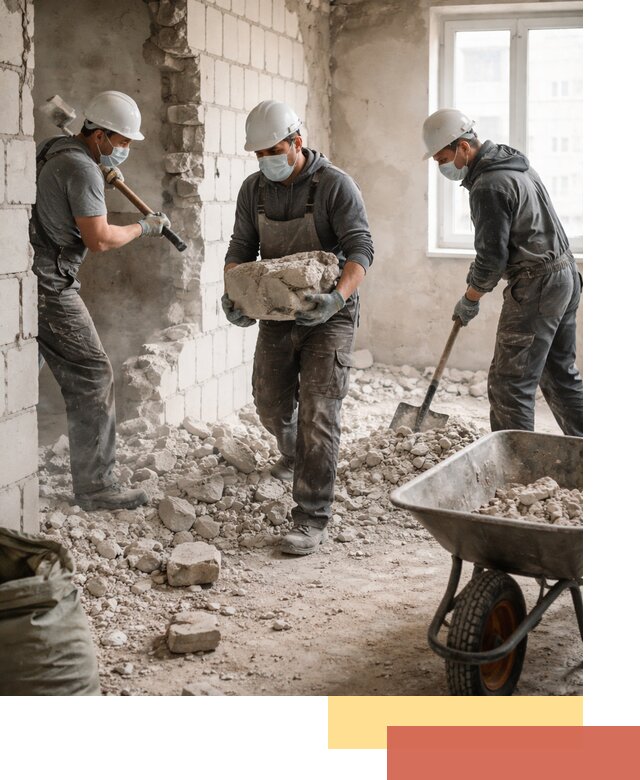 Демонтаж блочных перегородок в ельце быстро и аккуратно