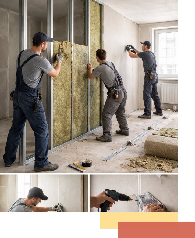 Перегородка из гипсокартона с шумоизоляцией в ельце — монтаж под ключ