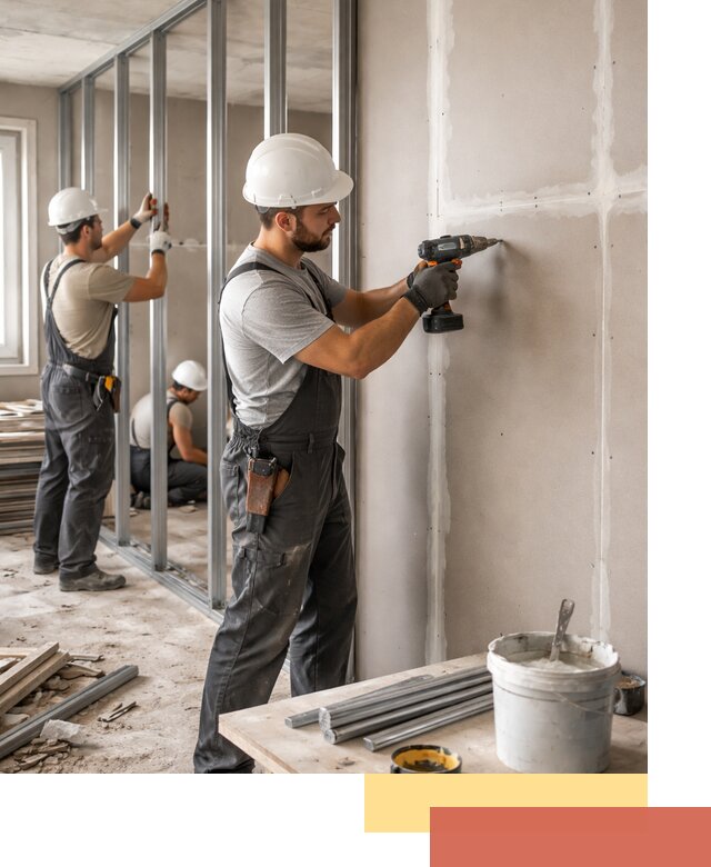 Перегородки из огнестойкого гипсокартона в ельце под ключ