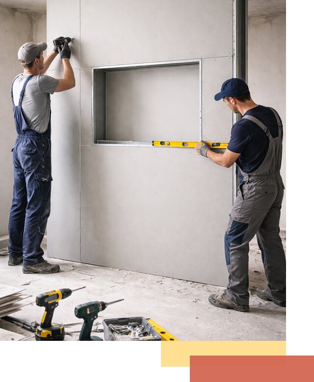 Перегородка из гипсокартона с нишей под декор в ельце