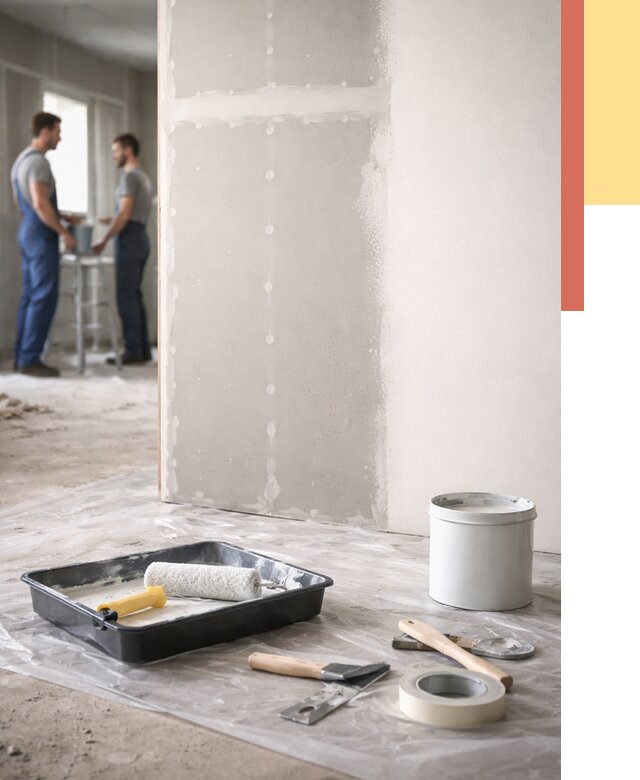 Покраска перегородок из гипсокартона в ельце от 4621 руб. под ключ | ОТДЕЛОЧНИК-Елц