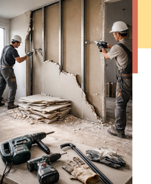 Демонтаж перегородки из гипсокартона в ельце от 1232 руб. быстро и недорого | ОТДЕЛОЧНИК-Елц