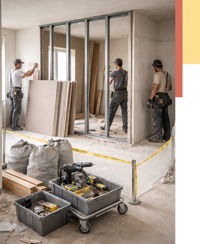 Перенос гипсокартонной перегородки в ельце под ключ от 4621 руб. | Демонтаж и монтаж – ОТДЕЛОЧНИК-Елц