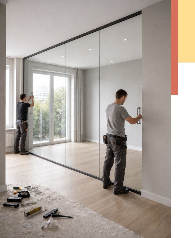 Изготовление стеклянных перегородок в ельце от 12681 руб. под ключ | ОТДЕЛОЧНИК-Елц