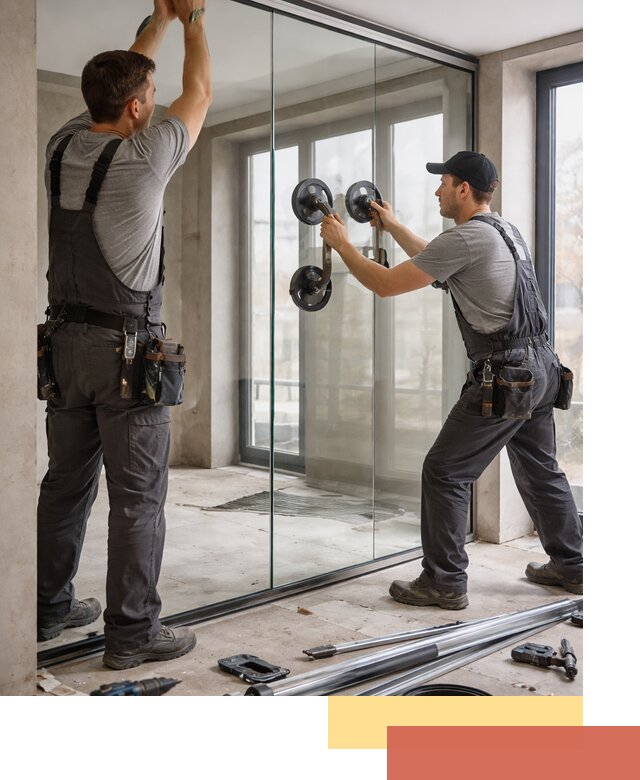 Цельностеклянные перегородки под ключ в ельце