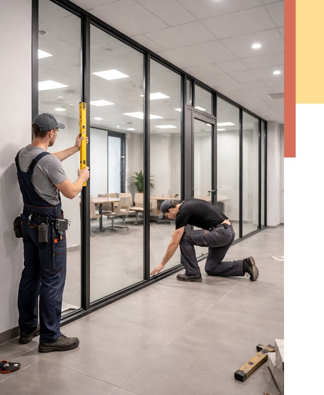 Каркасные стеклянные перегородки в ельце под ключ от 9447 руб. | ОТДЕЛОЧНИК-Елц