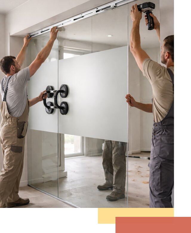 Матовые стеклянные перегородки под ключ в ельце