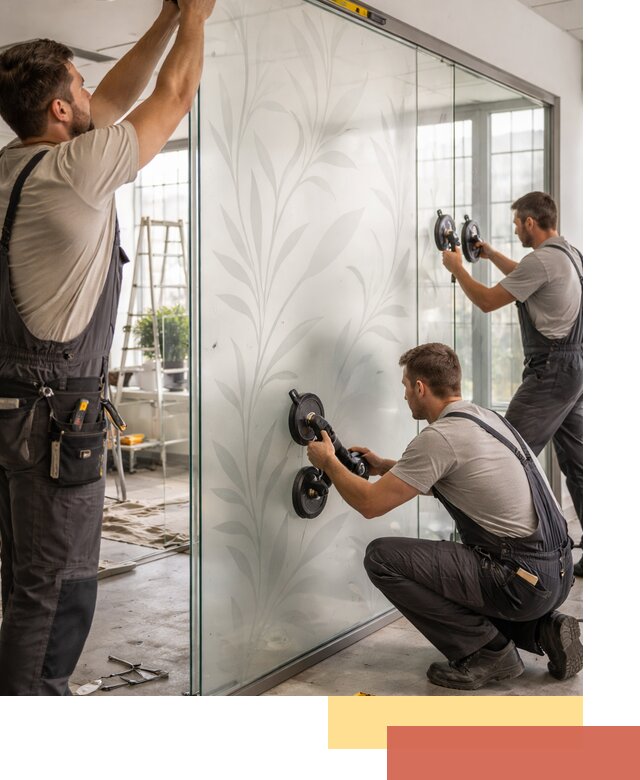 Стеклянные перегородки с рисунком на заказ в ельце